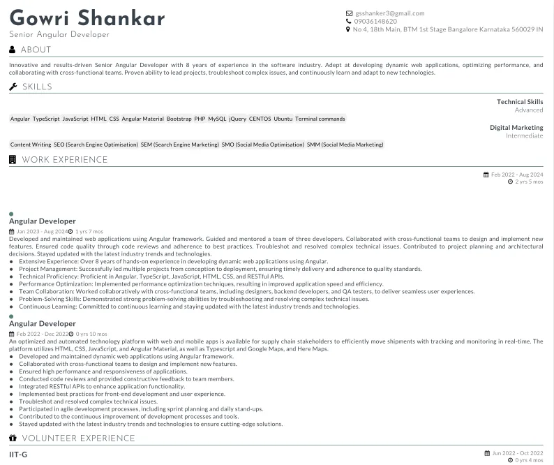Americano resume template — Standard & Reliable
