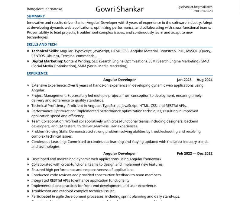 Straight Forward resume template — Classic & Elegant